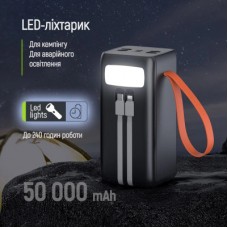 Батарея универсальная ColorWay 50 000 mAh PowerView PD/22.5W, QC/4.0, Black (CW-PB500LP02BK) - Фото