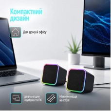 Акустична система ColorWay Cubix 2.0 RGB USB Black (CW-SPU05BK) - Фото