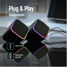 Акустична система ColorWay Cubix 2.0 RGB USB Black (CW-SPU05BK) - Фото