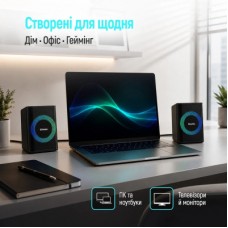 Акустична система ColorWay PulseRing 2.0 RGB USB Black (CW-SPU04BK) - Фото