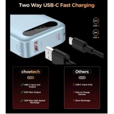Батарея універсальна Choetech 10000mA, 22.5W, PD, QC, blue (B860-CCLBE) - Фото