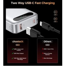 Батарея універсальна Choetech 10000mA, 22.5W, PD, QC, silver (B860-CCSL) - Фото