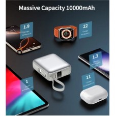 Батарея універсальна Choetech 10000 mAh, 35W. PD/3.0, LED Display, buid-in type-C cabel, Silver (B832-SL) - Фото