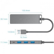 Концентратор Vention USB 3.0 to 4xUSB 3.0 0,15m black (CHLBB-SCB2) - Фото