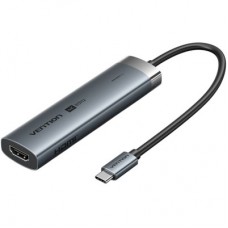Концентратор Vention USB-C 5-in-1 3xUSB 3.0 + HDMI 4K60Hz + USB-C PD100W gray (TGMHB) - Фото