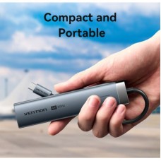 Концентратор Vention USB-C 5-in-1 3xUSB 3.0 + HDMI 4K60Hz + USB-C PD100W gray (TGMHB) - Фото