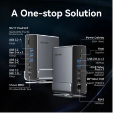 Концентратор Vention USB-C 15-in-1 2xHDMI + DisplayPort + RJ45 + SD/TF + 3.5mm gray (TPUH0) - Фото