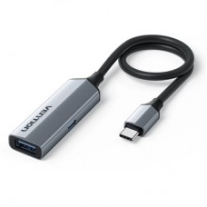Концентратор Vention USB-C M to USB 3.2 AF + USB-C F PD 100W 10Gbps 0,15m gray (CCAHB) - Фото
