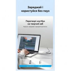 Концентратор Vention USB-C M to USB 3.2 AF + USB-C F PD 100W 10Gbps 0,15m gray (CCAHB) - Фото