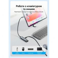 Концентратор Vention USB-C M to USB 3.2 AF + USB-C F PD 100W 10Gbps 0,15m gray (CCAHB) - Фото