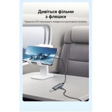 Концентратор Vention USB-C M to USB 3.2 AF + USB-C F PD 100W 10Gbps 0,15m gray (CCAHB) - Фото