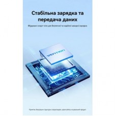 Концентратор Vention USB-C M to USB 3.2 AF + USB-C F PD 100W 10Gbps 0,15m gray (CCAHB) - Фото
