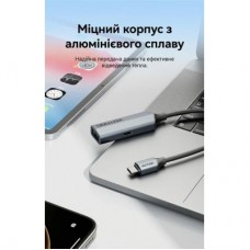 Концентратор Vention USB-C M to USB 3.2 AF + USB-C F PD 100W 10Gbps 0,15m gray (CCAHB) - Фото