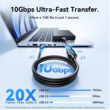 Дата кабель USB 3.2 AM/AF 0.5m 10Gbps PVC black Vention (CBOBD) - Фото
