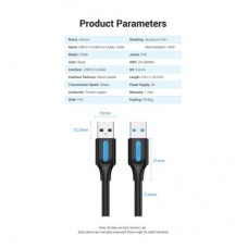 Дата кабель USB 3.0 AM/AM 1.5m PVC black Vention (CONBG) - Фото