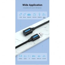 Дата кабель USB 2.0 AM/AF 1.0m PVC black Vention (CBIBF) - Фото