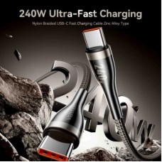 Дата кабель USB-C to USB-C 1.2m 5A nylon braided black Vention (CTYBAV) - Фото