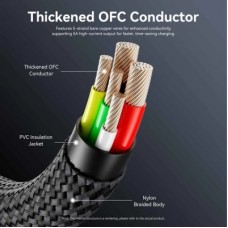 Дата кабель USB-C to USB-C 1.2m 5A nylon braided black Vention (CTYBAV) - Фото