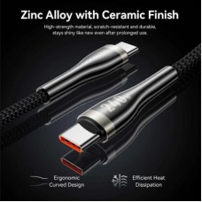 Дата кабель USB-C to USB-C 1.2m 5A nylon braided black Vention (CTYBAV) - Фото