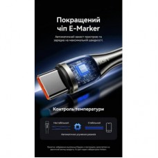 Дата кабель USB-C to USB-C 2.0m 5A nylon braided black Vention (CTYBH) - Фото