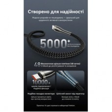 Дата кабель USB-C to USB-C 2.0m 5A nylon braided black Vention (CTYBH) - Фото
