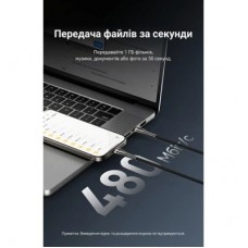 Дата кабель USB-C to USB-C 2.0m 5A nylon braided black Vention (CTYBH) - Фото