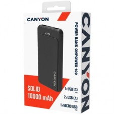 Батарея універсальна Canyon OnPower 100 10000 mAh, 5В/2А, Black (CNS-CPB100B) - Фото