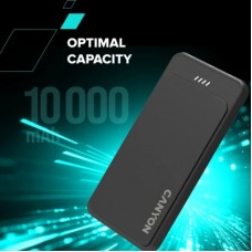 Батарея універсальна Canyon OnPower 100 10000 mAh, 5В/2А, Black (CNS-CPB100B) - Фото