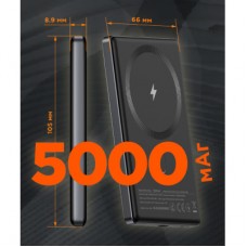 Батарея универсальная Sigma X-power SI05A7QL-MAG 5000mAh, Magnetic wireless 15W, PD, QC, 20Wmax, MagSafe (4827798359419) - Фото