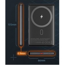 Батарея универсальная Sigma X-power SI05A7QL-MAG 5000mAh, Magnetic wireless 15W, PD, QC, 20Wmax, MagSafe (4827798359419) - Фото
