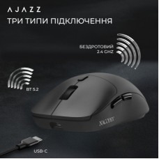 Мышка Ajazz NJ07-MC Combo Wireless/Bluetooth/USB Black (NJ07-MC-B) Мышка Ajazz NJ07-MC Combo Wireless/Bluetooth/USB Black (NJ07-MC-B) - Фото