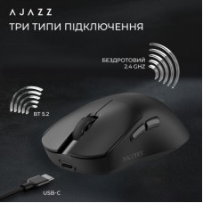 Мышка Ajazz x Nacodex NJ08-MC Wireless/Bluetooth/USB Black (NJ08-MC-B) Мышка Ajazz x Nacodex NJ08-MC Wireless/Bluetooth/USB Black (NJ08-MC-B) - Фото