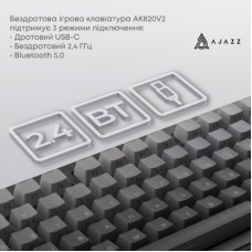 Клавиатура Ajazz AK820 V2 White Peach Switch Wireless/Bluetooth/USB UA White (AK820-V2-WP-S-W) Клавиатура Ajazz AK820 V2 White Peach Switch Wireless/Bluetooth/USB UA White (AK820-V2-WP-S-W) - Фото