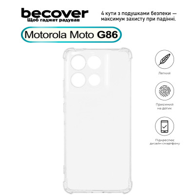 Чехол для мобильного телефона BeCover Anti-Shock Motorola Moto G86 Clear (713803)