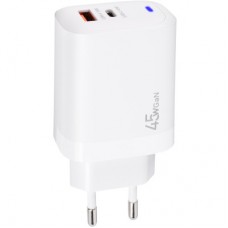 Зарядное устройство XoKo 1xUSB-C PD45W + 1xUSB QC3.0 GaN white (XK-QC-450)