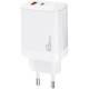 Зарядное устройство XoKo 1xUSB-C PD65W + 1xUSB QC3.0 GaN white (XK-QC-620)