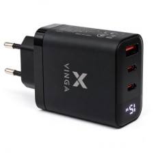 Зарядний пристрій Vinga 2xUSB-C + USB-A Display 65 W (VCR65ACCDB)