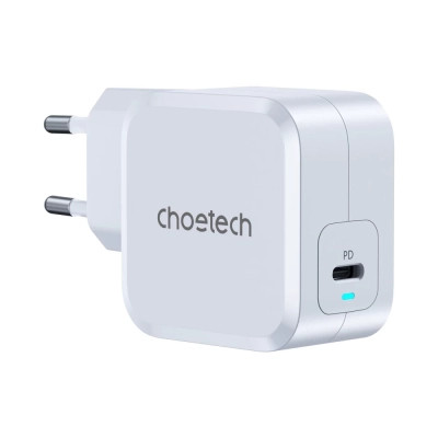 Зарядний пристрій Choetech USB-C PD45W QC3.0/PPS GaN (PD8007-EU-WH)