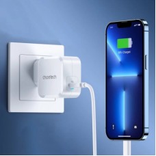 Зарядний пристрій Choetech USB-C PD45W QC3.0/PPS GaN (PD8007-EU-WH) - Фото