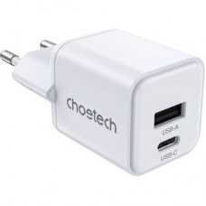 Зарядний пристрій Choetech 1xUSB-C PD30W PPS + 1xUSB QC3.0 (PD5012-EU-WH) - Фото
