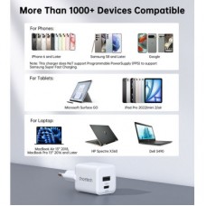 Зарядний пристрій Choetech 1xUSB-C PD30W PPS + 1xUSB QC3.0 (PD5012-EU-WH) - Фото