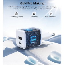 Зарядний пристрій Choetech 1xUSB-C PD30W PPS + 1xUSB QC3.0 (PD5012-EU-WH) - Фото