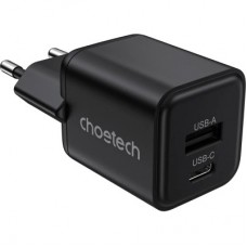 Зарядний пристрій Choetech 1xUSB-C PD30W PPS + 1xUSB QC3.0 (PD5012-EU-BK) - Фото