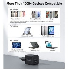 Зарядний пристрій Choetech 1xUSB-C PD30W PPS + 1xUSB QC3.0 (PD5012-EU-BK) - Фото