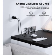 Зарядний пристрій Choetech 1xUSB-C PD30W PPS + 1xUSB QC3.0 (PD5012-EU-BK) - Фото
