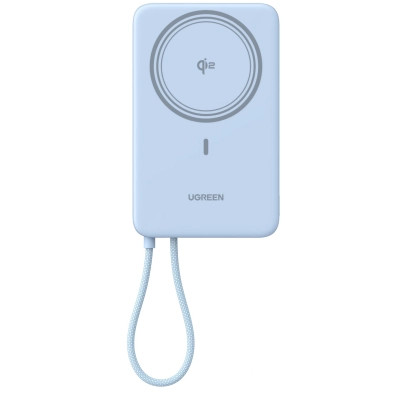 Батарея універсальна Ugreen 10000 mAh 30 W 1xUSB-C + 15 W Magnetic Wireless + cable USB-C blue (65839B)