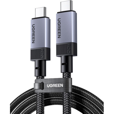 Дата кабель USB-C to USB-C 2.0m 240W 10Gbps braided black Ugreen (95619)