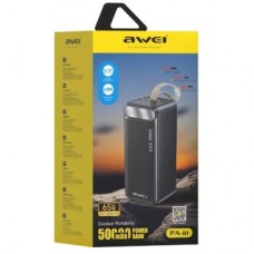Батарея універсальна AWEI 50000mAh PA-81 65 W PD 2xUSB-A/USB-C black (6954284029551) - Фото