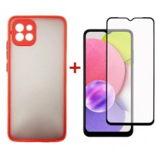 Чохол для мобільного телефона Dengos Kit for Samsung Galaxy A03 case + glass (Red) (DG-KM-23) Чохол для мобільного телефона Dengos Kit for Samsung Galaxy A03 case + glass (Red) (DG-KM-23) - Фото