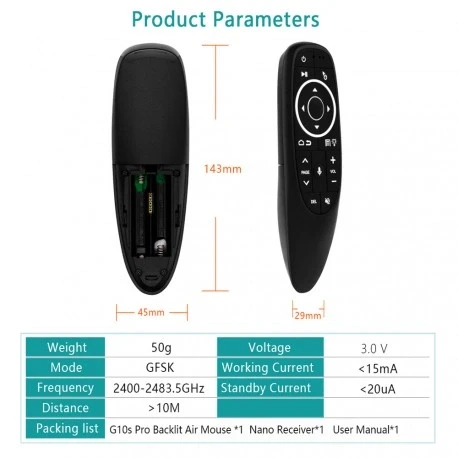 Универсальный Аеро пульт Air Mouse G10S Pro с микрофоном и гироскопом + подсветка кнопок Универсальный Аеро пульт Air Mouse G10S Pro с микрофоном и гироскопом + подсветка кнопок
